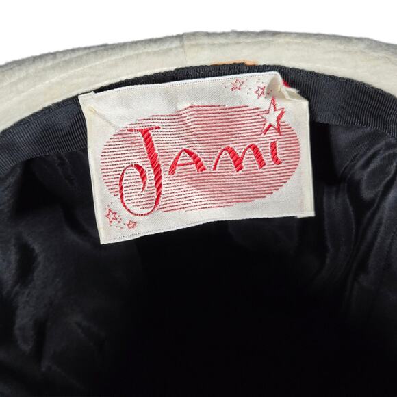 Vintage Jami Hat Wide‎ Brim Fitted Womens Medium Black White Fuzzy 90s Elegant main image 10